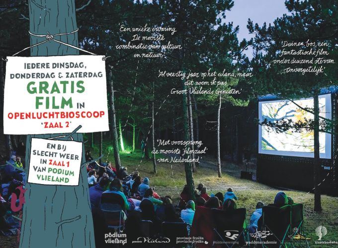 De hele zomer gratis film kijken in openluchtbioscoop Zaal 2 op Vlieland - Iedere dinsdag, donderdag en zaterdag is er tijdens de zomervakantie
